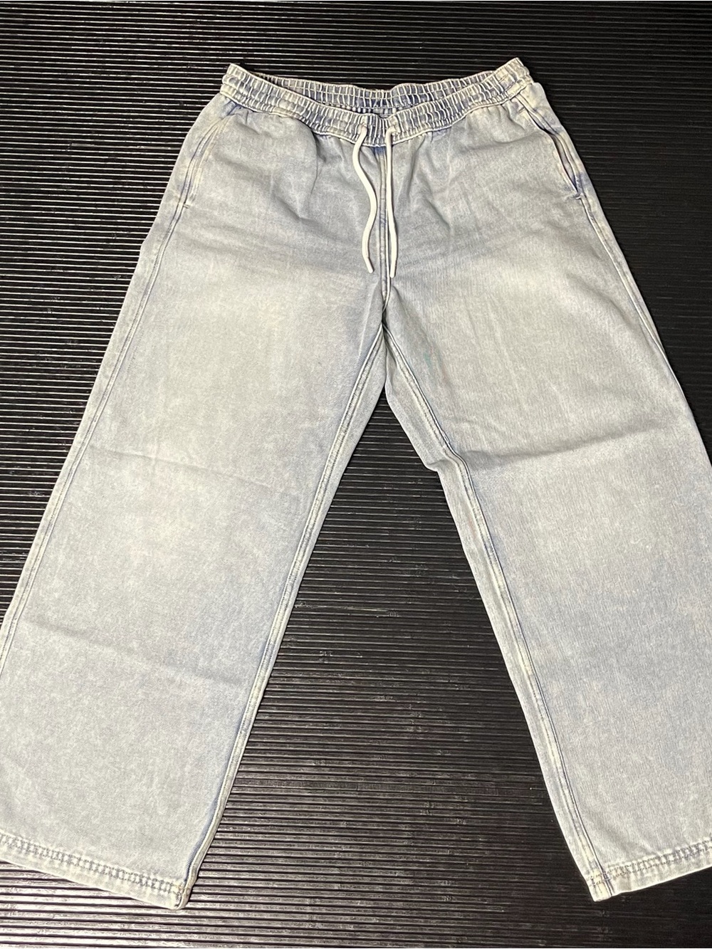 H&M Light Blue Relaxed Jeans with Drawstring Waist